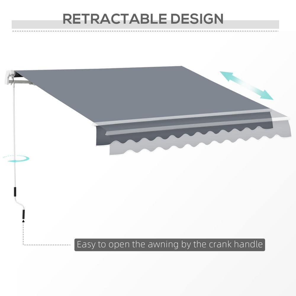 Dark Gray Aluminum and Steel Retractable Patio Awning