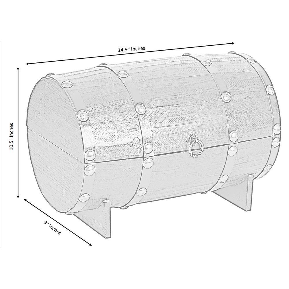 Natural Wooden Wine Barrel Shaped Treasure Chest Wine Holder