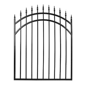 3.75 ft. x 4.67 ft. Tiger Eye Profile Black Metal Center Point Arched Top Fence Gate