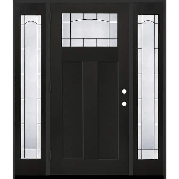 Regency 68 in. x 80 in. 1/4 TopL Empire Glass RHOS Onyx Mahogany Fiberglass Prehung Front Door w/14 in. -Full SLs 4-9/16