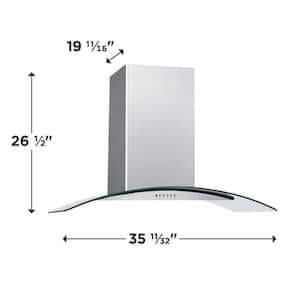 36 in. Convertible Wall Mount Chimney Range Hood in Stainless Steel with Glass Canopy