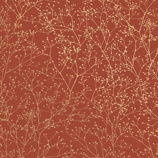 Graham & Brown Clarissa Hulse Gypsophila Paprika and Gold Wallpaper