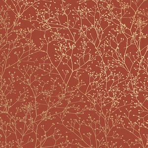 Clarissa Hulse Gypsophila Paprika and Gold Red Removable Wallpaper Sample