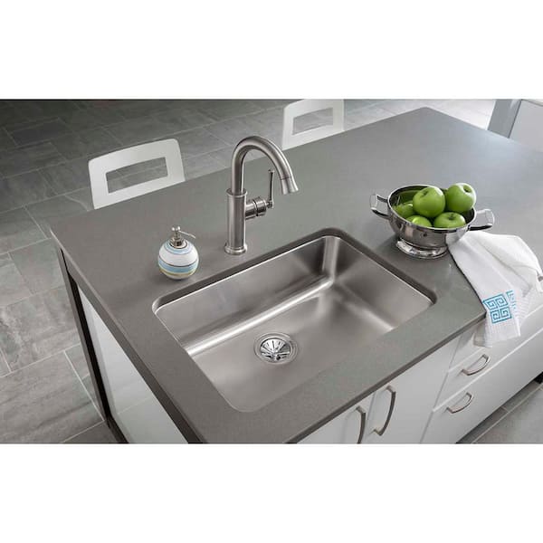 Lustertone 27 in. Undermount Single Bowl 18-Gauge Stainless Steel Kitchen Sink Only