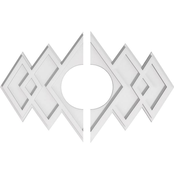 Ekena Millwork 26 in. W x 17-3/8 in. H x 7 in. ID x 1 in. P Zoe Architectural Grade PVC Contemporary Ceiling Medallion (2-Piece)