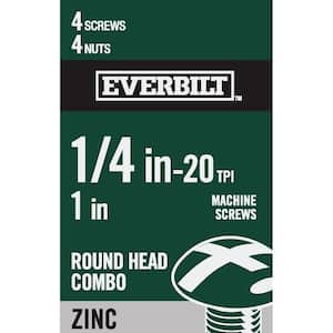 1/4 in.-20 x 1 in. Zinc Plated Combo Round Head Machine Screw (4-Pack)