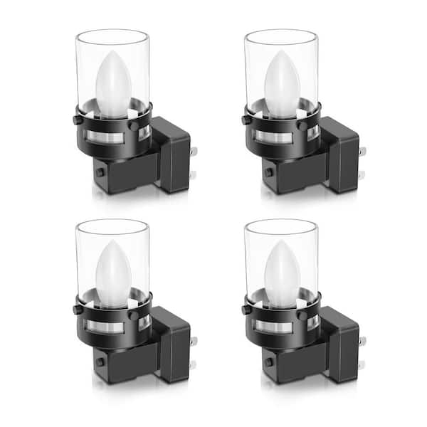 YANSUN Candle Night Light Plug in [4-Pack] with Dusk to Dawn Sensor, 3000K Warm White LED for Kids, Hallway, Bathroom, Bedroom