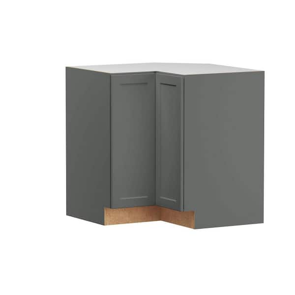 Designer Series Melvern 36 in. W x 24 in. D x 34.5 in. H Assembled Lazy Susan Corner Base Cabinet in Storm Gray