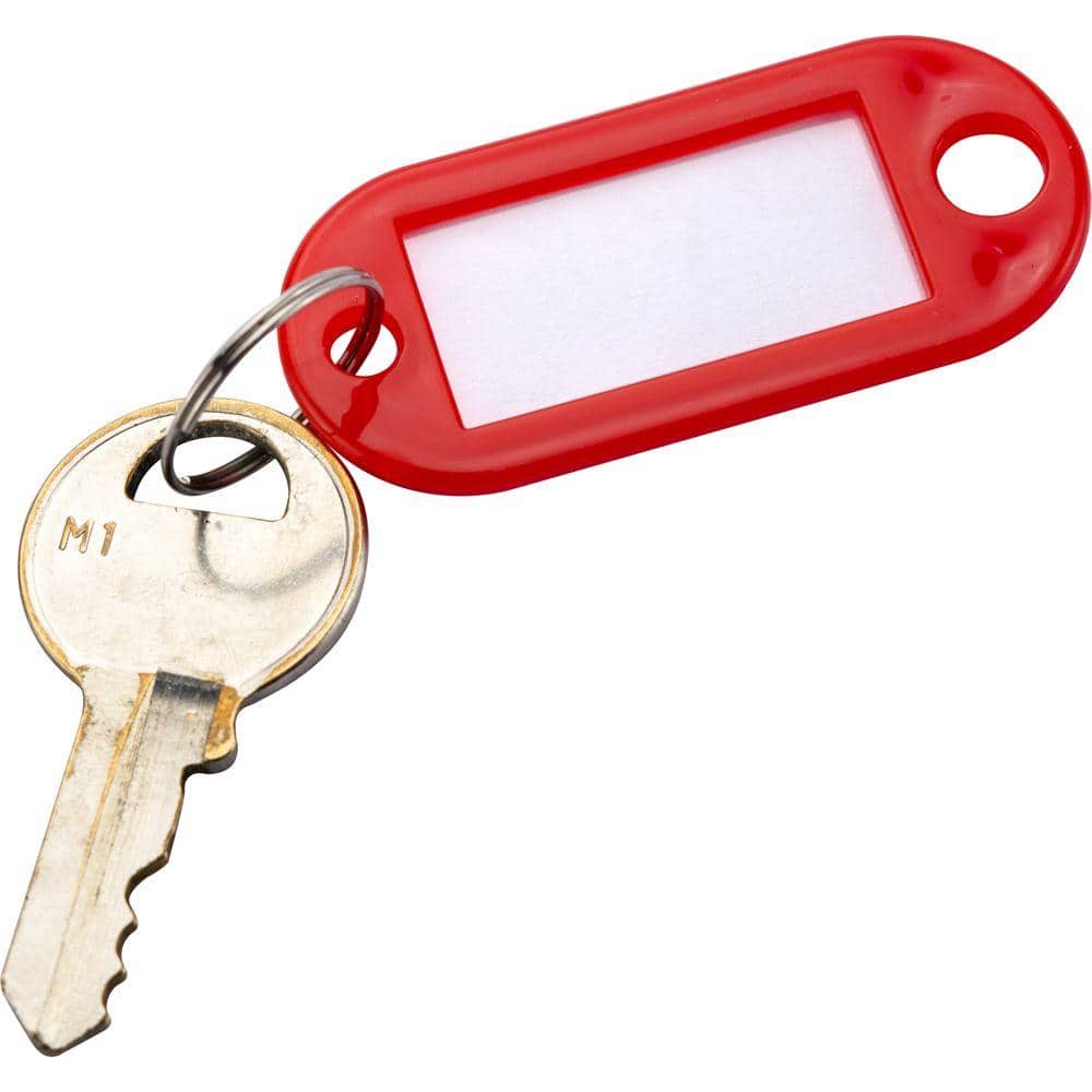 Assorted Color-Coded Key Tags with Paper Inserts, 50-Pack