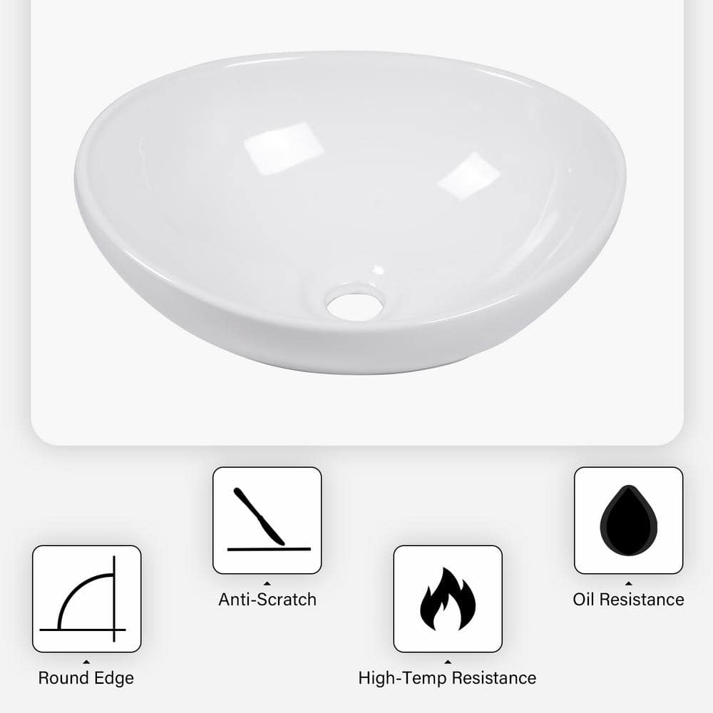 Glossy White Rectangular Ceramic Bathroom Sink