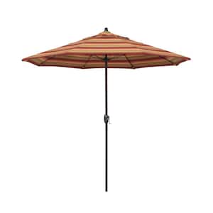 7.5 ft. Bronze Aluminum Market Patio Umbrella with Fiberglass Ribs and Auto Tilt in Astoria Sunset Sunbrella