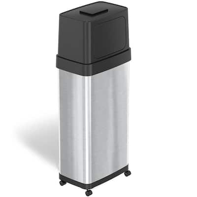 HLS COMMERCIAL 15 Gal. Black Stainless Steel Trash Can with Galvanized  Inner Bin, Round Beveled Open Top Bin for Office Lobby, Restroom THDC04G15B  - The Home Depot