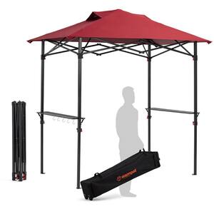 8 ft. x 5 ft. Outdoor Pop-Up Portable Grill Gazebo Canopy Tent Patios BBQ Gazebo in Red