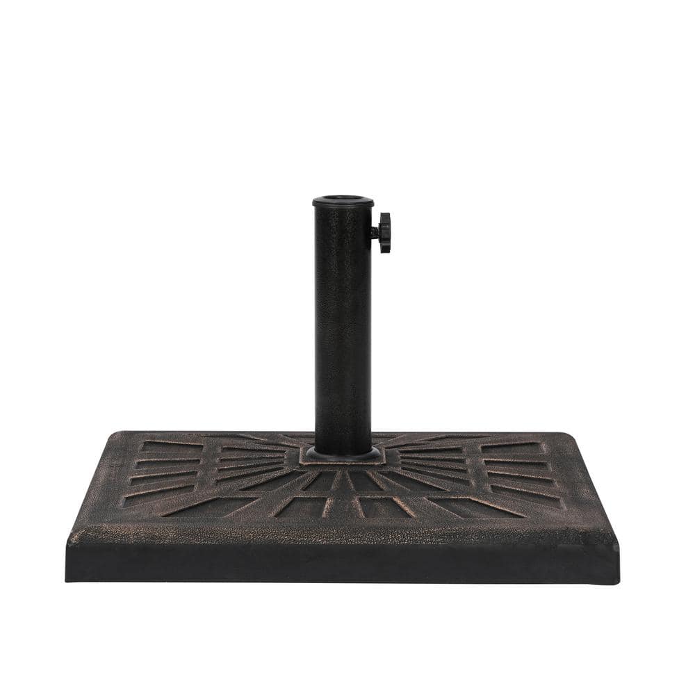 Bronze Square Resin Outdoor Umbrella Base with Textured Finish