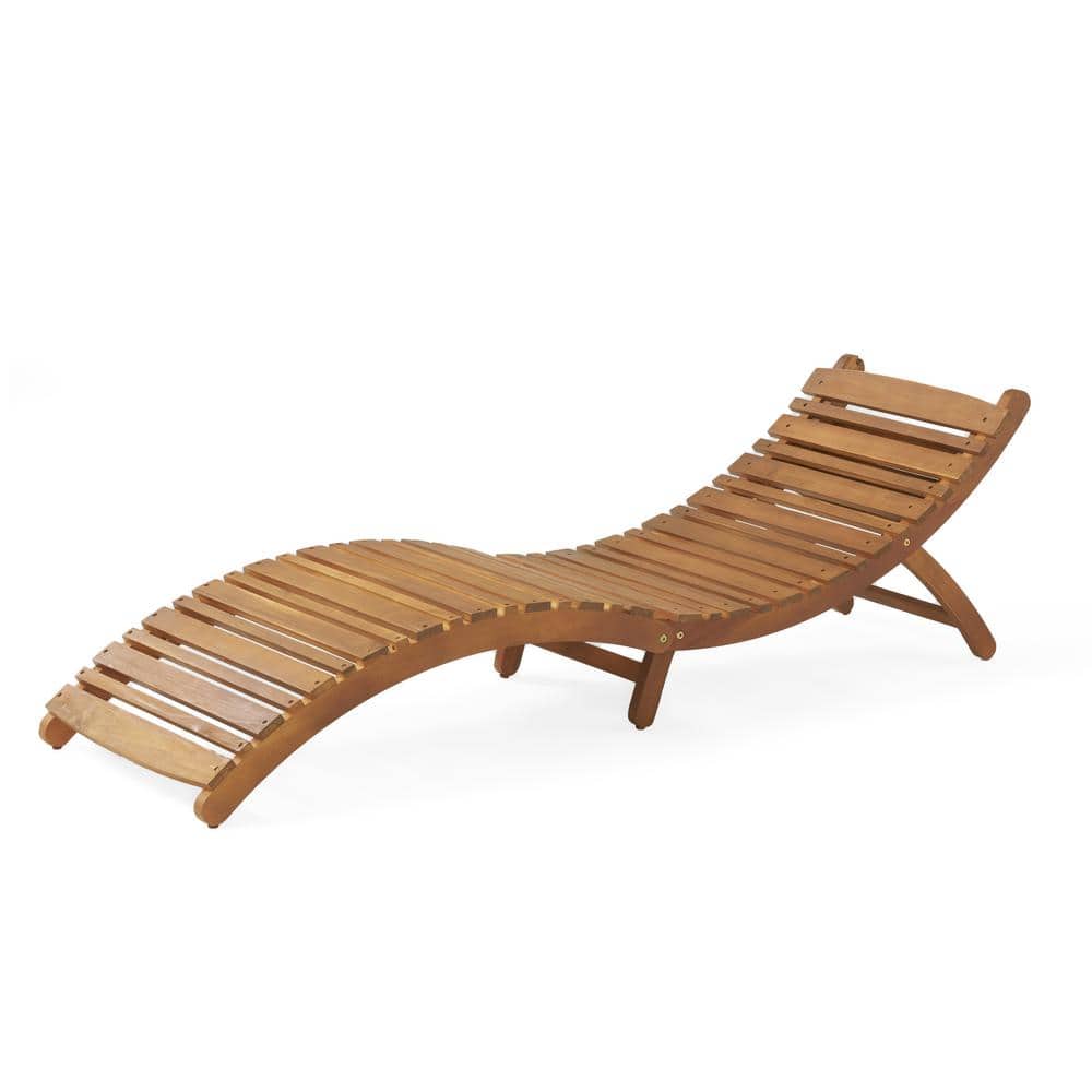 1-Piece Wood Outdoor Chaise Lounge Foldable Wood Teak Outdoor Chaise Lounge in Brown Finish price history on PriceWatchPro