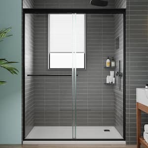 50-54 in. W x 70 in. H Sliding Framed Shower Door in Matte Black with 1/4 in. (6 mm) Clear Glass