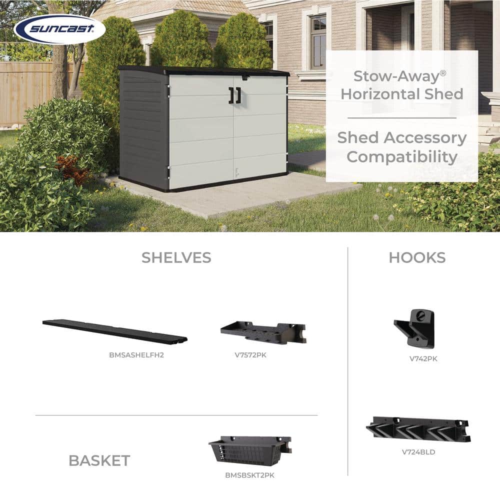 Black 6 x 4 ft Steel-Reinforced Resin Horizontal Shed
