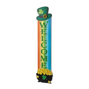 42 in. H St.Patrick's Wooden Rainbow and Pot of Gold Porch Decor