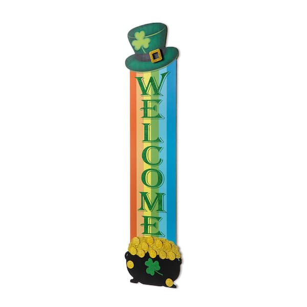 42 in. H St.Patrick's Wooden Rainbow and Pot of Gold Porch Decor