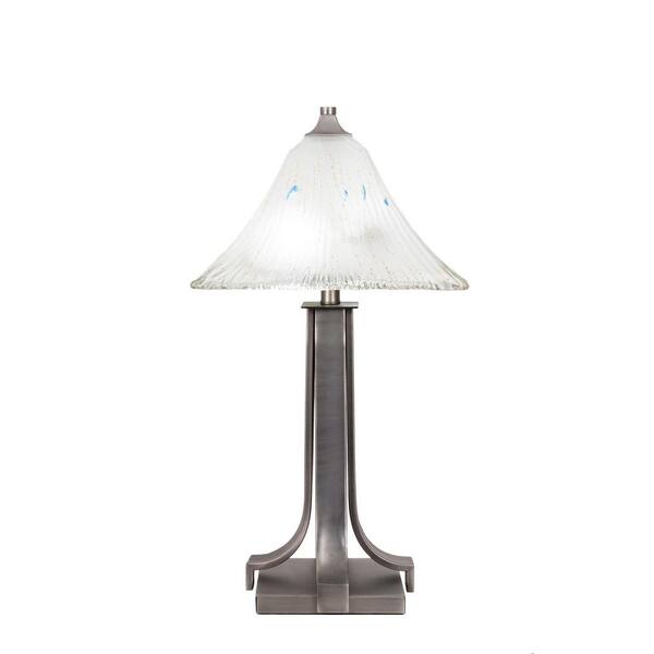 Unbranded Olympia 24.75 in. Graphite Rechargeable Integrated LED Bedside Table Lamp for Living Room with Glass Shade