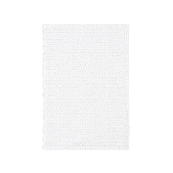 Copula 17 in. x 24 in. White Chenille Chain Stitch 100% Cotton Rectangle Bath Rug