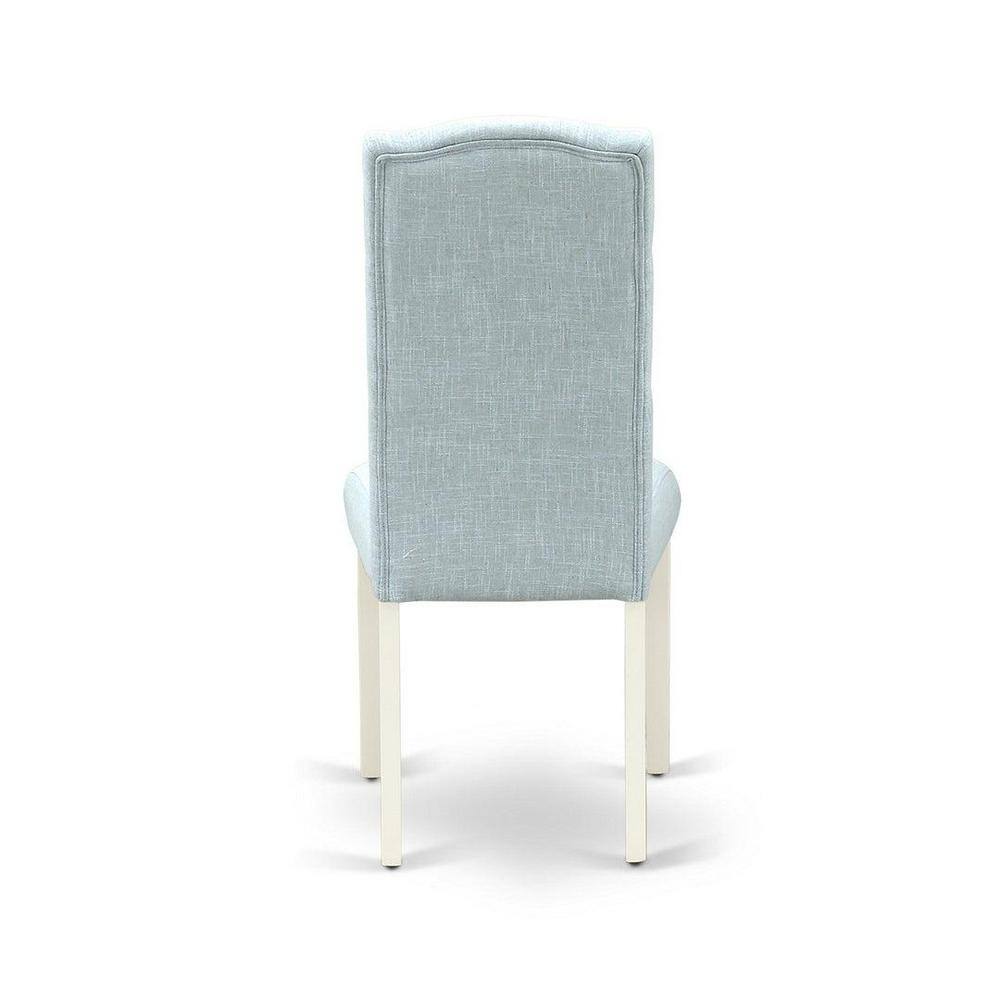 Linen White and Baby Blue 5-Piece Dining Set with Round Table