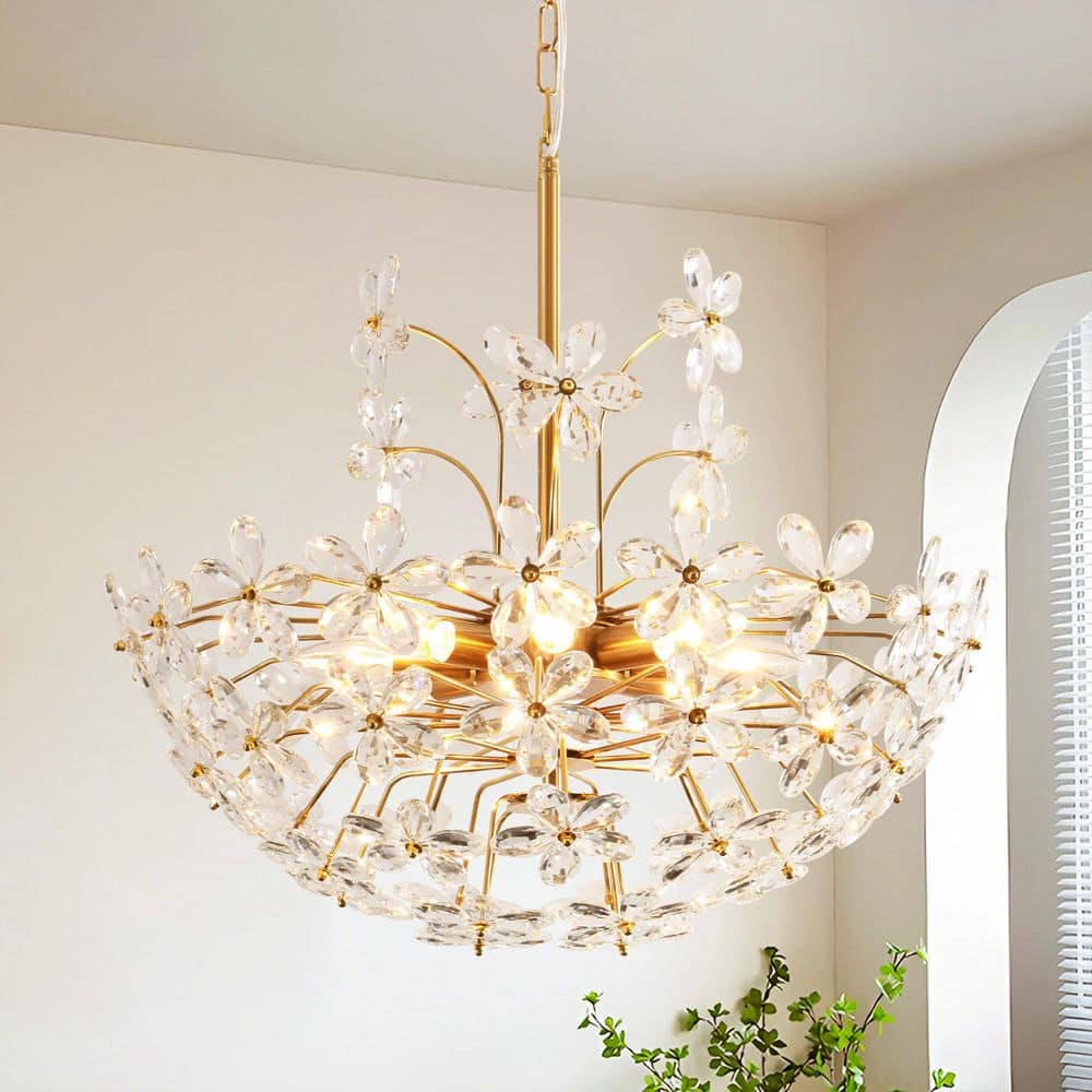 アクセサリー kJ RRTYO Kai 8-Light Modern Glam Brass Daisy Crystal Accents Flower