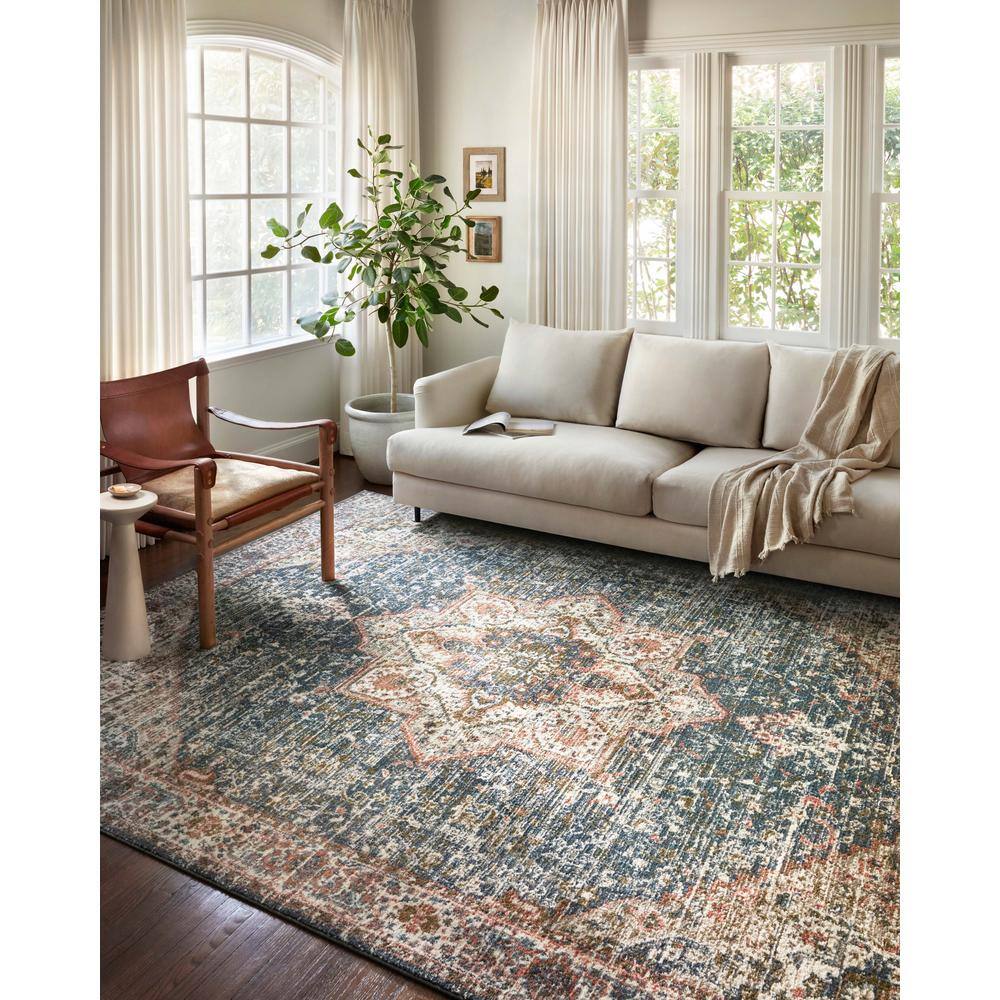 Saban Blue and Multicolor Rectangular Wool Area Rug