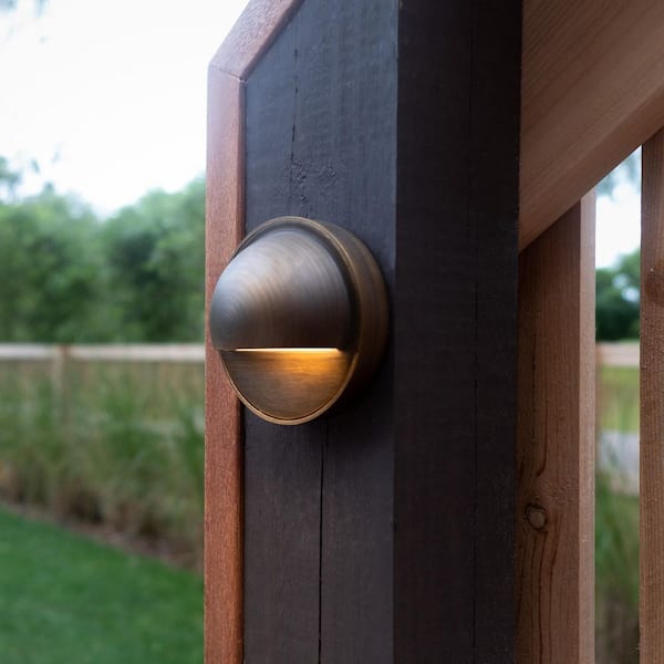 Low Voltage Brass Outdoor Deck Light with 2-Watt G4 Bi Pin LED Bulb (2700K)