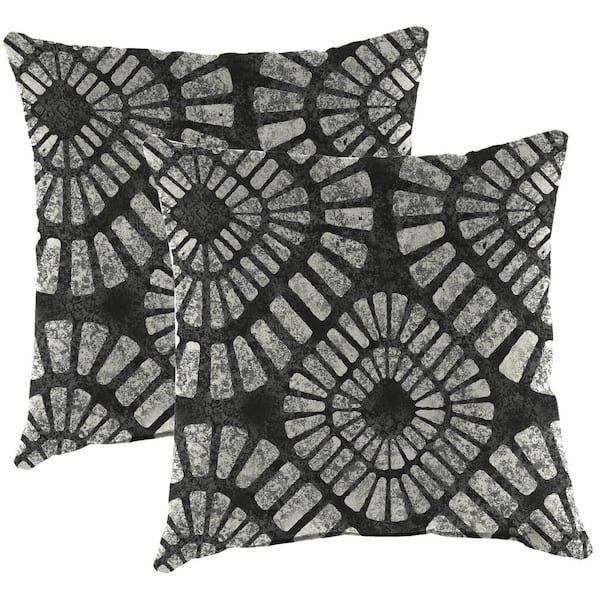 Jordan Manufacturing 22 in. L x 22 in. W x 8 in. T Square Outdoor Throw Pillow in Maloa Asphalt (2-Pack)