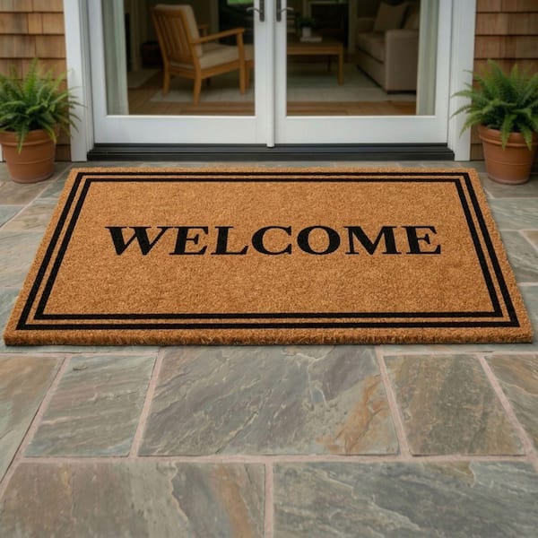 Welcome Coir 36 in. x 72 in. Indoor/Outdoor Non-Slip Entry Mud Mat, Brown