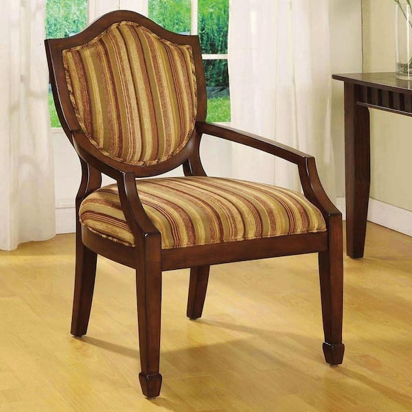 Venetian Worldwide Bernetta Espresso Striped Fabric Arm Chair