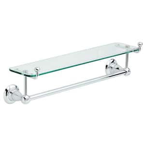 Porter 18 in. Wall Mount Towel Bar with Glass Shelf Hardware Accessory in Polished Chrome