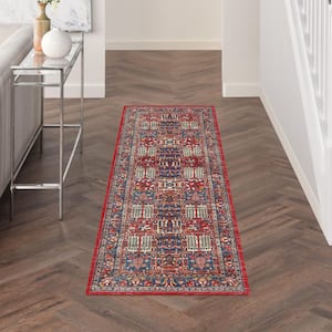 Fulton Red 2 ft. x 8 ft. Vintage Persian Traditional Kitchen Runner Area Rug