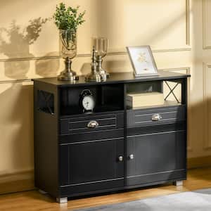 Black 30 in. H Storage Cabinet with Drawers