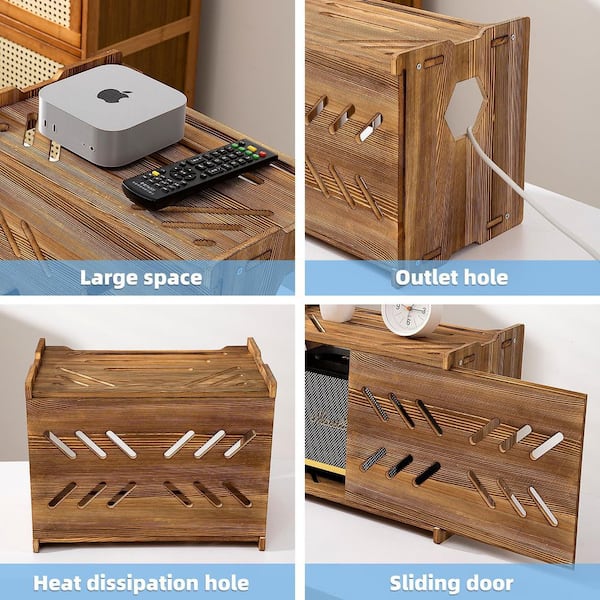 Ahfiwaso Solid Wood Projector Shelf Router Projector Stand Storage