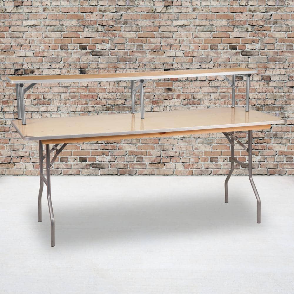 Amara 72 in. x 12 in. x 12 in. Birchwood Bar Top Riser, Wooden Foldable and Portable Riser for Event and Bar Tables