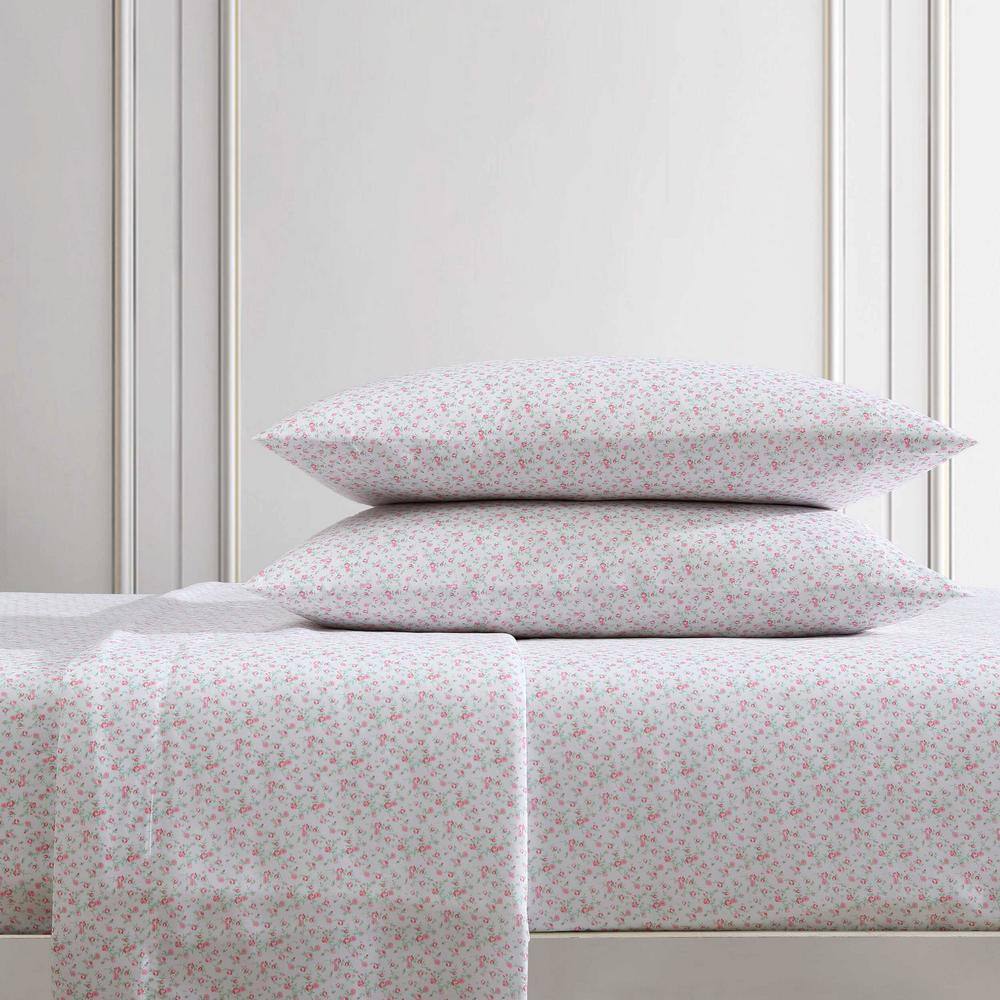 Queen Light Pink Floral Satin Microfiber Sheet Set