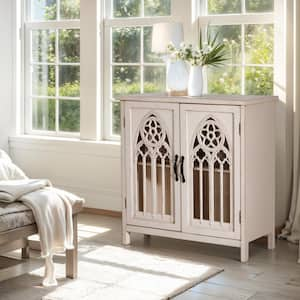 32.3 in. Church Design White Accent Storage Cabinet with 2-Door