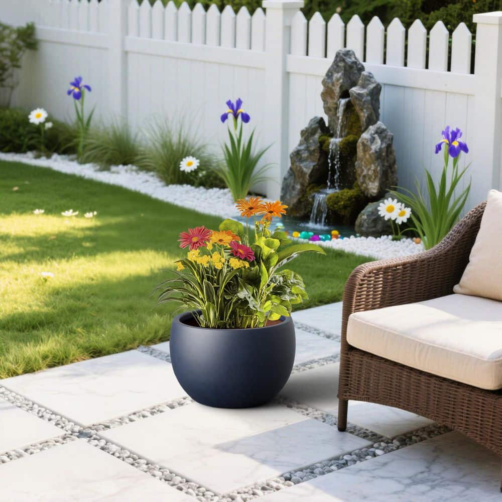 18.5in.Extra Large Navy Blue Round Concrete Plant Pot/ Planter Bowl for Indoor and Outdoor Decoration with Drainage Hole price history on PriceWatchPro