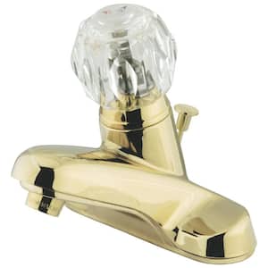 Americana 4 in. Centerset Single-Handle Bathroom Faucet with Plastic Pop-Up in Polished Brass