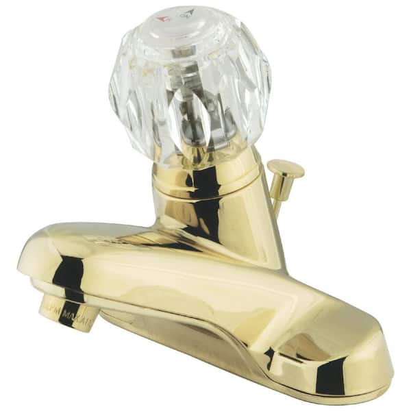 Kingston Brass Americana 4 in. Centerset Single-Handle Bathroom Faucet with Plastic Pop-Up in Polished Brass