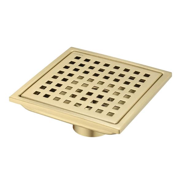 Flynama 6 in. Square Shower Floor Drain in Gold