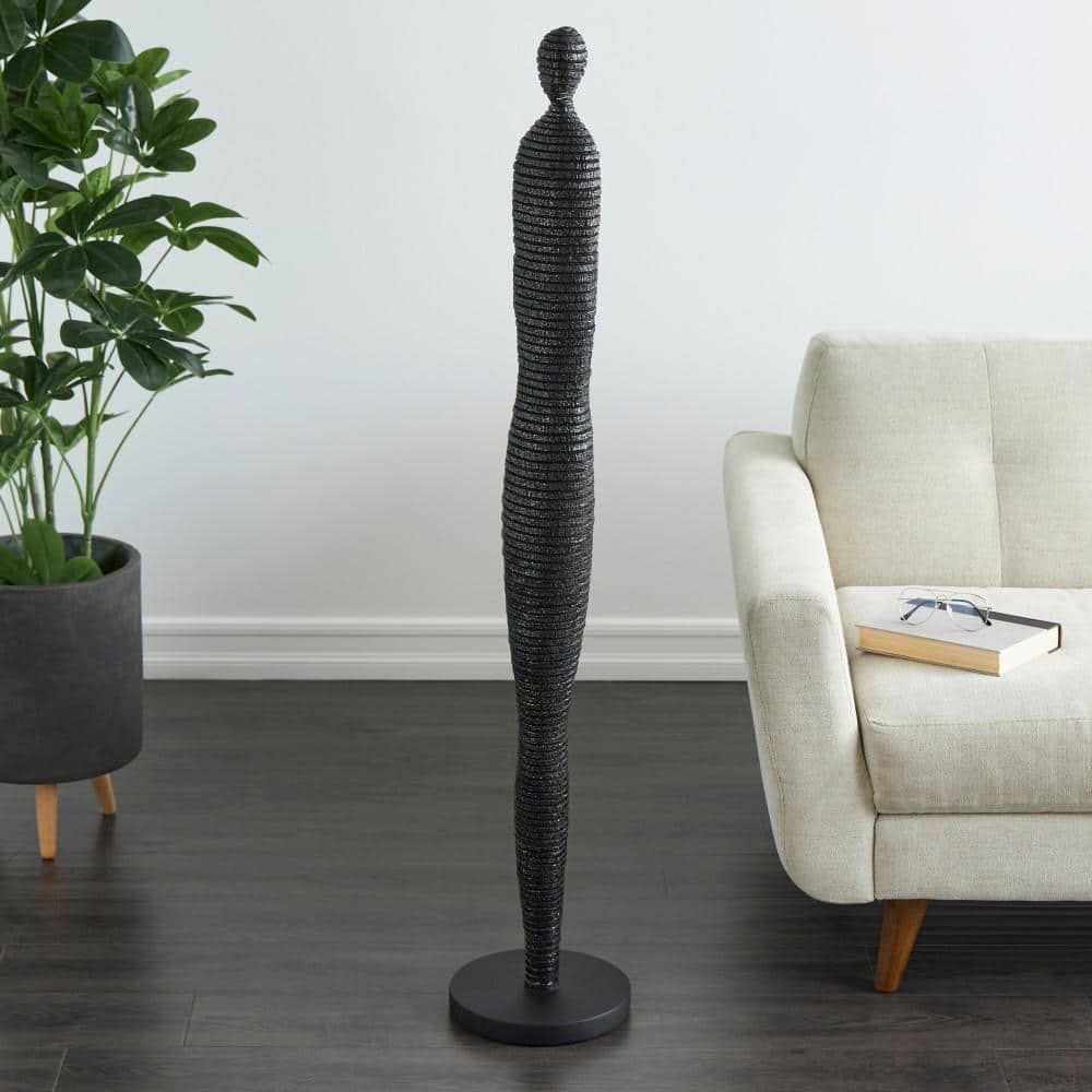 Black Holystone Tall Slim Figure People Sculpture with Ribbed Body and Glitter Accents price history on PriceWatchPro