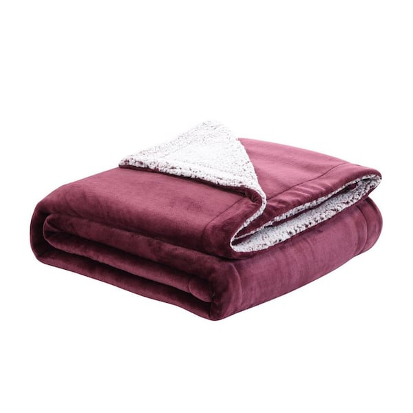 HomeRoots Charlie Purple Solid Color Polyester Throw Blanket