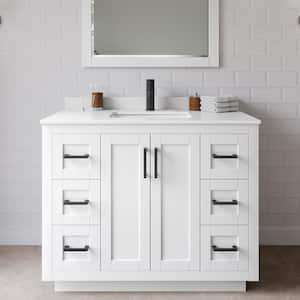 Miranda 42 in. W x 22 in. D x 33.75 in. H Single Sink Bath Vanity in White with White Cultured Marble Top