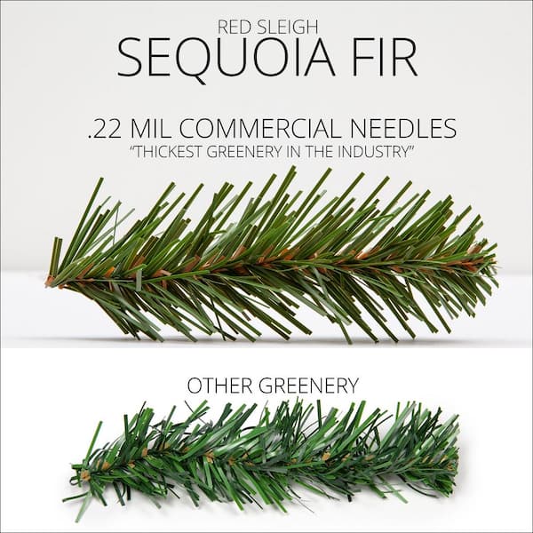 Red Sleigh 9 ft. Pre-Lit LED Artificial Sequoia Fir Commercial Christmas Garland with 100 Warm White Lights