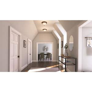 11 in. 2-Light Oil-Rubbed Bronze Flush Mount with Frosted Swirl Glass Shade