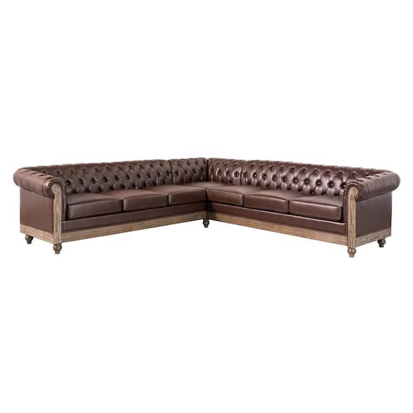 Nestfair 104 in. Mirod Comfy Large PU Leather Sectional Sofa with