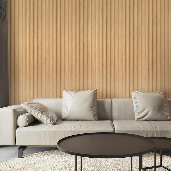 Oak 0.83 in. x 1/2 ft. x 8 ft. Slat Water Resistant Acoustic Diffuser Decorative Wall Paneling (32 sq. ft./Case)